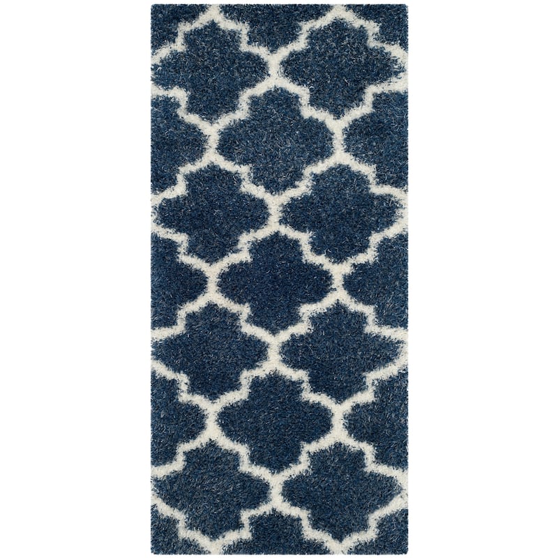 SAFAVIEH Montreal Shag Rosalyn 2-inch Thick Rug - 2'3" x 5' - Blue/Ivory