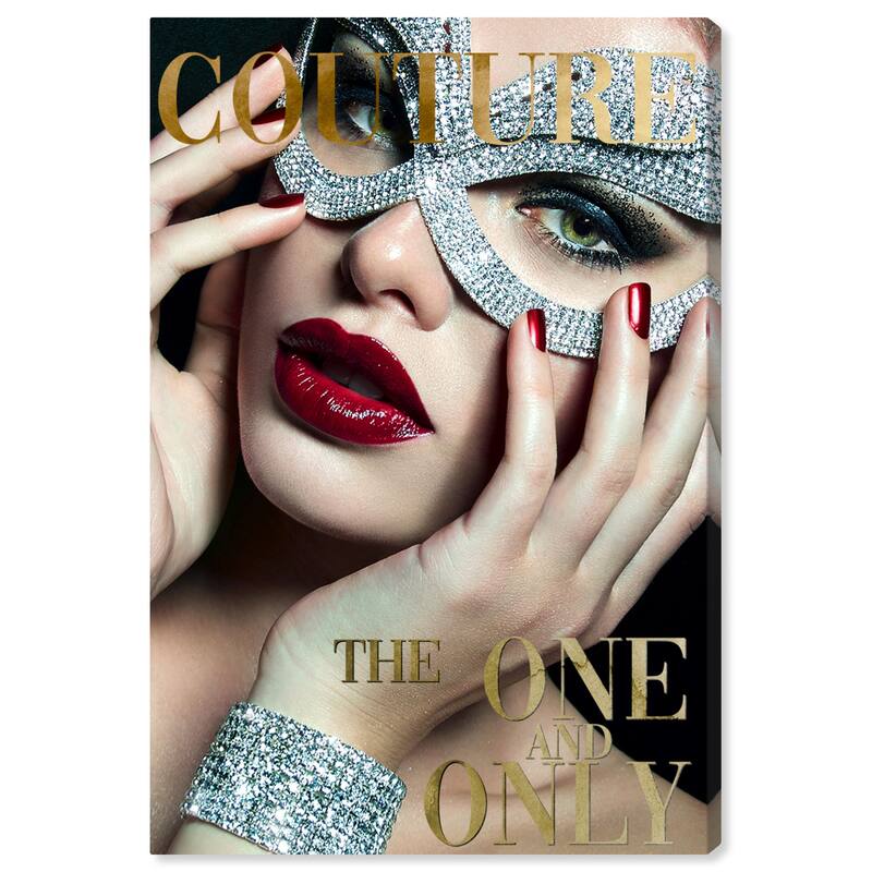 Wynwood Studio Canvas Fashion and Glam Cover Fashion Couture Mask Gray and Silver Glam Wall Art Canvas Print