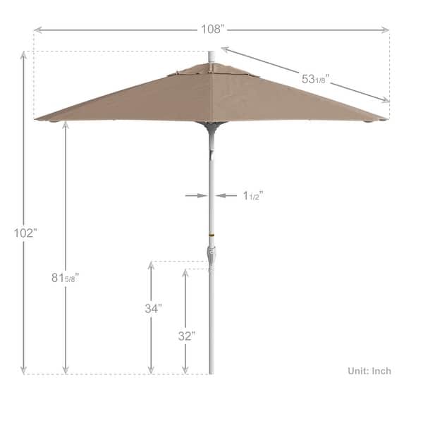 Pompano 9ft Crank Lift Push Button Tilt Round Patio Umbrella by