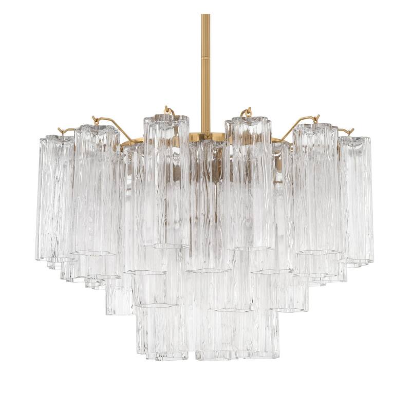 Crystorama Lighting Group ADD-308-CL Addis 9 Light 22" Wide Waterfall - Aged Brass