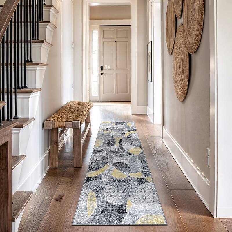 Contemporary Distressed Circle Area Rug