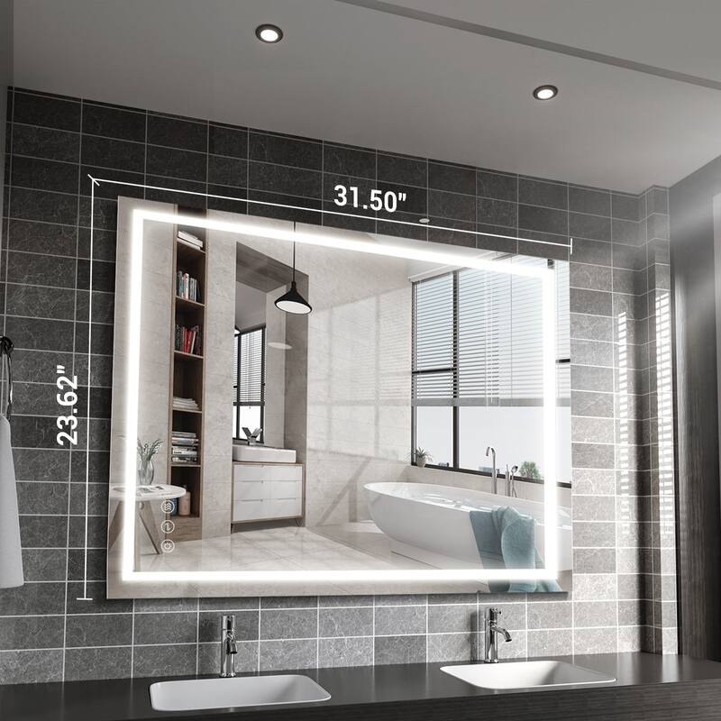 Bathroom Mirror with Lights, Anti-Fog, 3 Color