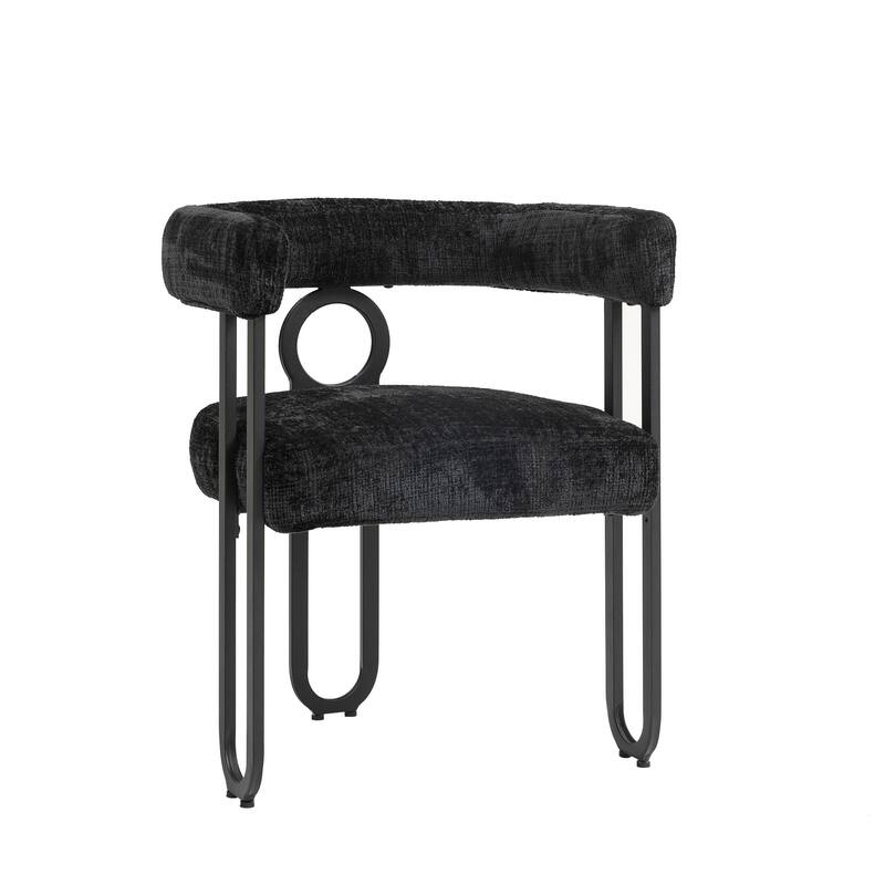Mid-Century 2-Piece Barrel Side Chairs Dining Chair Armchair with Curved Backrest,Black