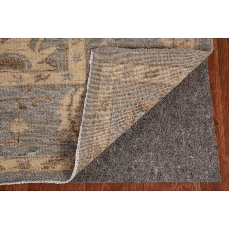 Hand Knotted Oriental 100% Wool Carpet Transitional All-Over Navy Blue & Blues Oushak Area Rug - 12' 2'' X 9' 3''