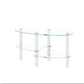 Transparent Oval Glass Coffee Table, Modern Table In Living Room Oak ...