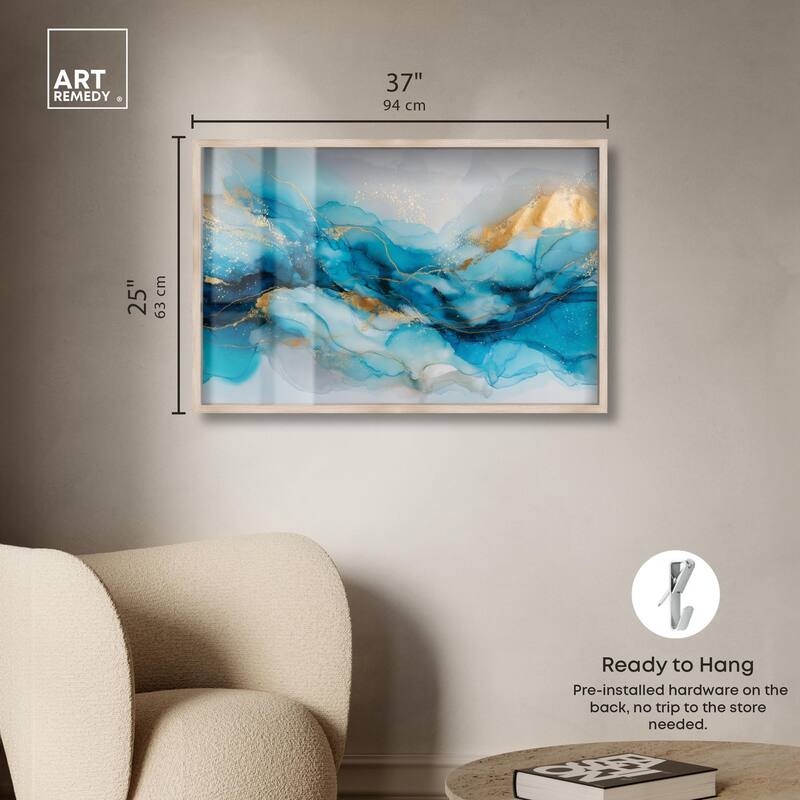 Ethereal Blue and Gold Shadowbox by Art Remedy