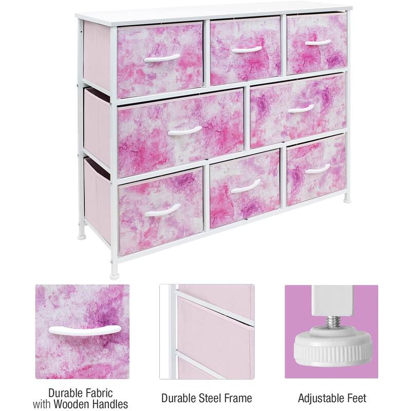 Sorbus White Frame Bold Color 8-drawer Dresser