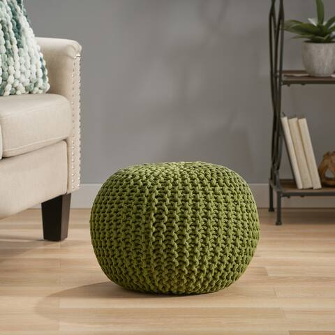 Moro Handcrafted Modern Cotton Pouf by Christopher Knight Home