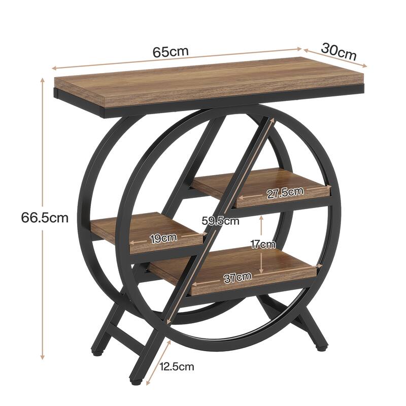End Table Set of 2, 3-tier Narrow Side Table with Storage for Living Room - 11.8" D x 25.59" W x 26.18" H