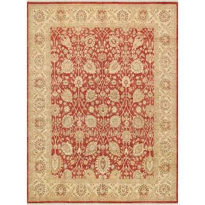 Pasargad Ferehan Collection Hand-Knotted Rust/Beige Wool Rug (11' 9" X 15' 9") - 12' x 16'