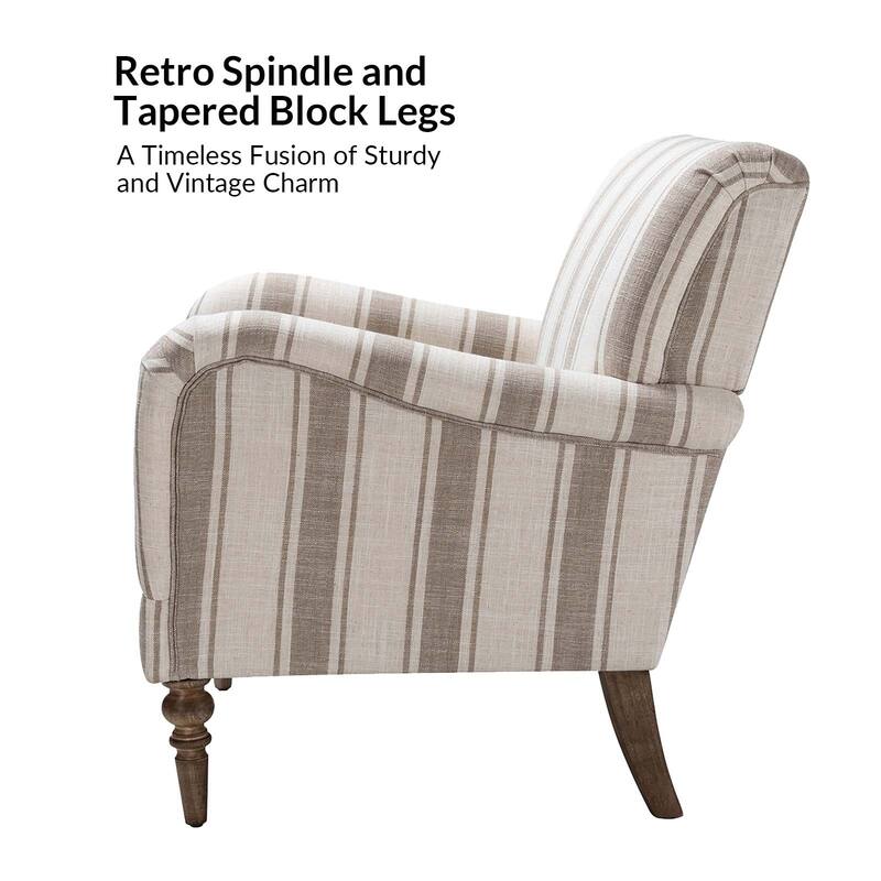 Seip Transitional Striped Arm Chair with Spindle Wood Legs Set of 2 by HULALA HOME
