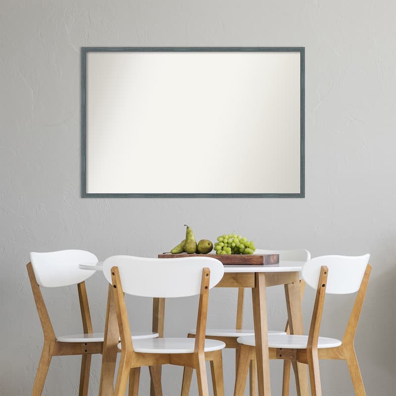 Non-Beveled Wood Wall Mirror - Dixie Blue Grey Rustic Narrow Frame