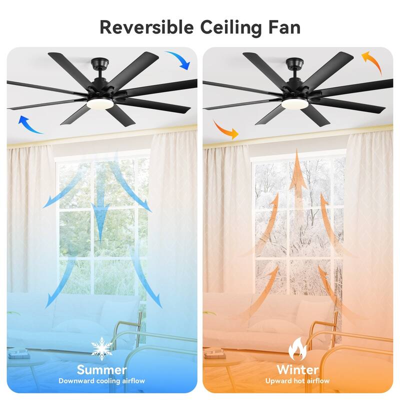 52-Inch Smart DC Ceiling Fan with LED Light & 8 ABS Blades