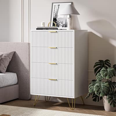 FURNIWAY Fluted Drawer Dresser for Bedroom