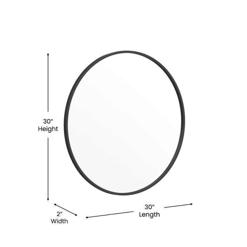 Wall Mount Shatterproof Round Accent Wall Mirror with Metal Frame
