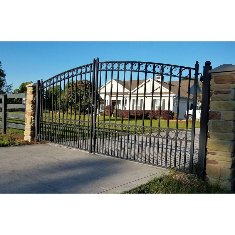 ALEKO Set of Paris Style Steel Swing Dual Driveway 16 ft Gate with Pedestrian Gate - 16 ft x 6 ft / 5 ft x 4 ft