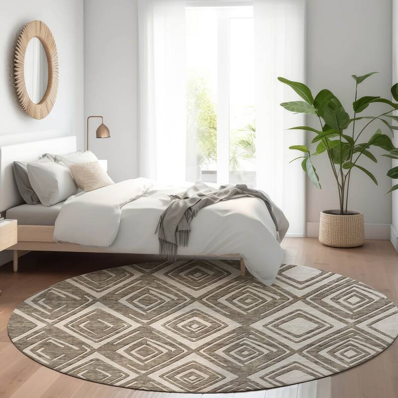 Machine Washable Indoor/ Outdoor Chantille Contemporary Diamonds Rug