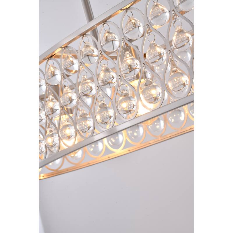 4-Light Satin Nickel Chandelier With Clear Crystal Accents