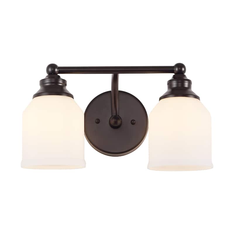 JONATHAN Y Jayne Iron/Frosted Glass LED Vanity Light - 2-Light - Oil Rubbed Bronze/White