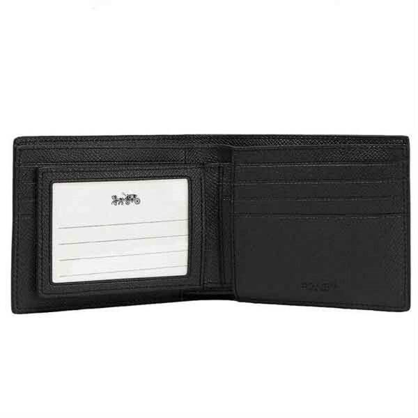 Shop Coach Men S Compact Id Wallet In Crossgrain Leather F59112 Black Overstock 27902868