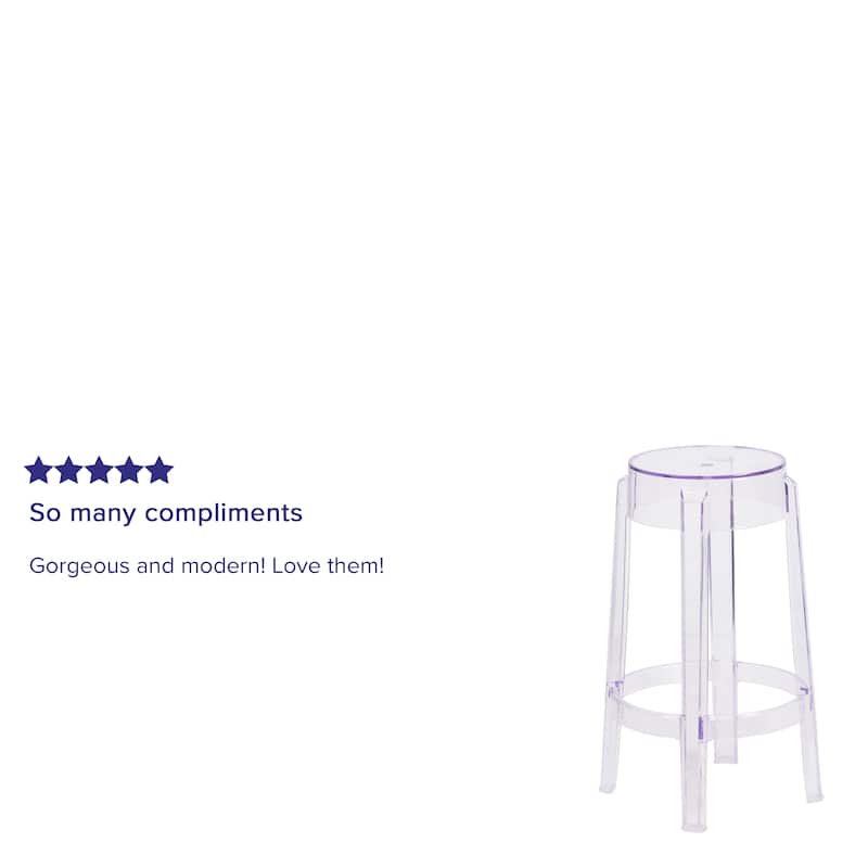 25.75" High Transparent Counter Height Stool - 13"D x 13"W x 25.75"H