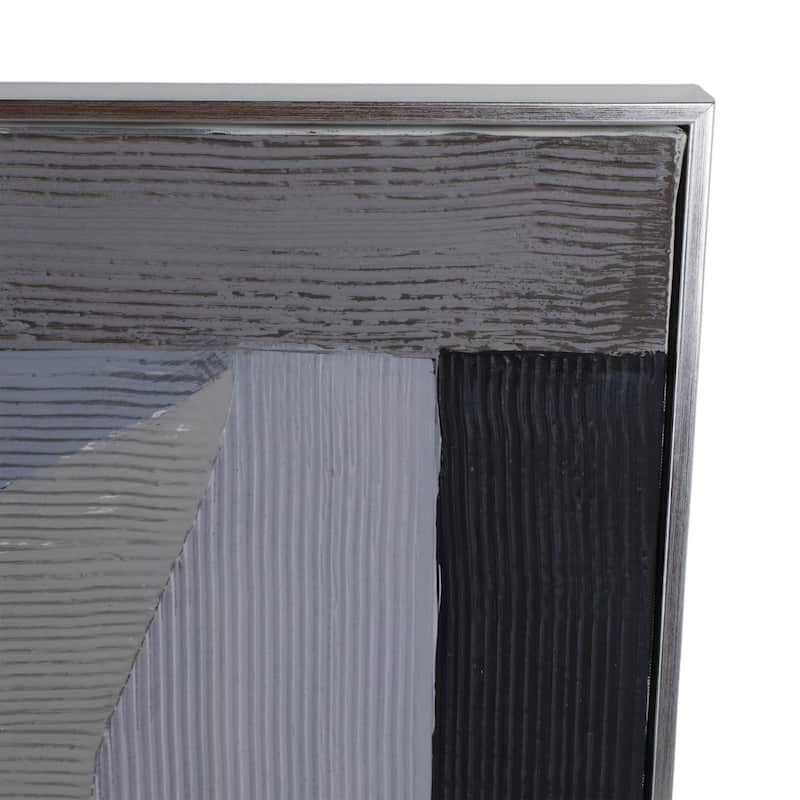 Canvas Wood Frame Wall Art Abstract Texture (Set of 4) - 20" Black