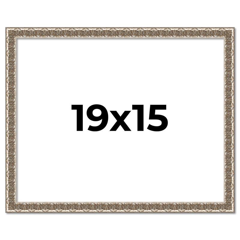 19x15 Frame Silver Versailles Ornate Solid Wood Picture Frame | 1 Inch