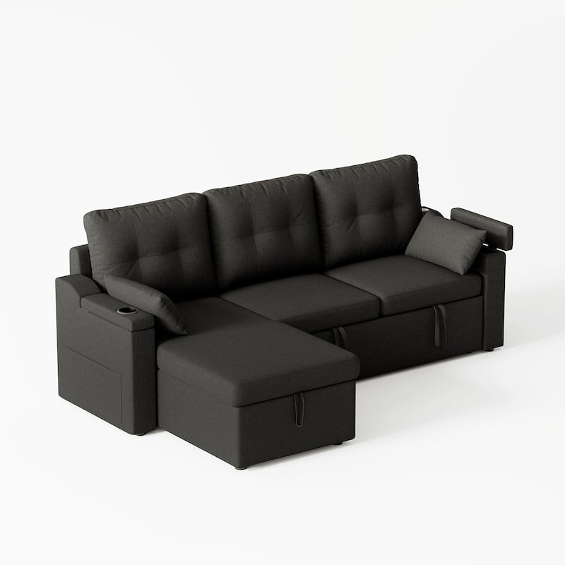 Sofa Couch, Sofa Couch with Storage, Modern L Shaped Sectional Couch with Pullout Bed