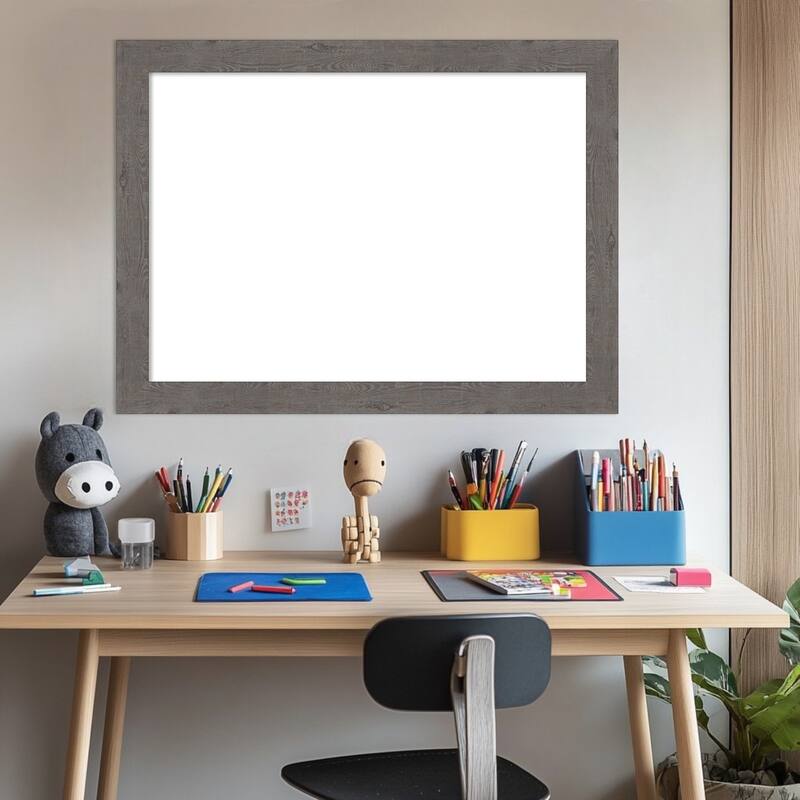 Amanti Art Rustic Plank Espresso Narrow Framed Dry Erase Magnetic Board