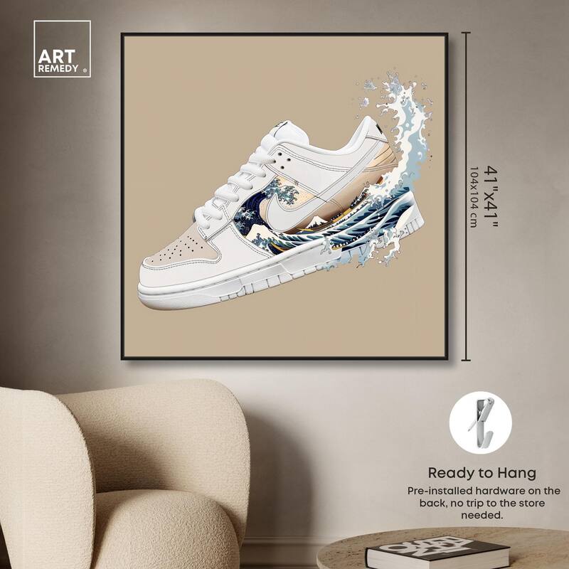 Great Wave Sneaker Splash Canvas by Art Remedy