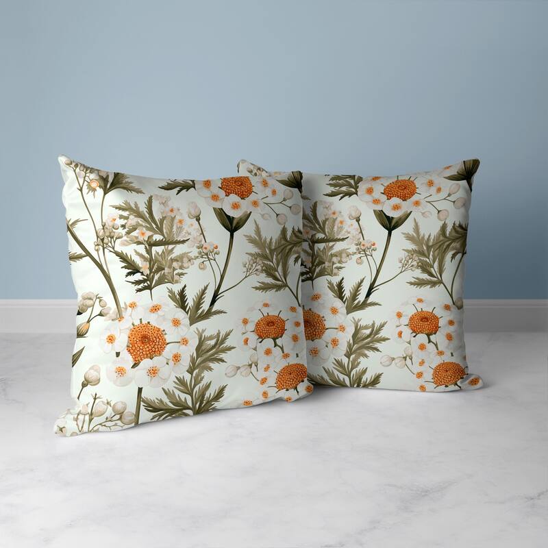 Millefolium Harmony Faux Suede Reversible Throw Pillow White and Olive