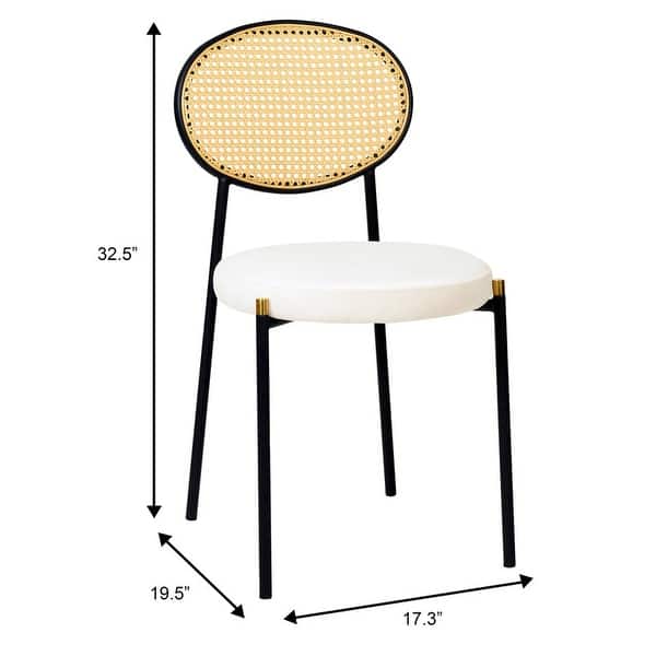 dimension image slide 0 of 11, Leisuremod Euston Modern Velvet/Leather Dining Chair - Minimalist Wicker Back Accent Chair for Home Living Room & Kitchen