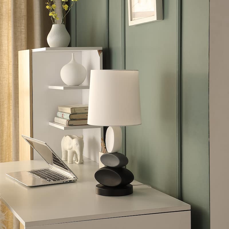 19 In. Coastal Como Modern Stacked Metal Table Lamp - N/A