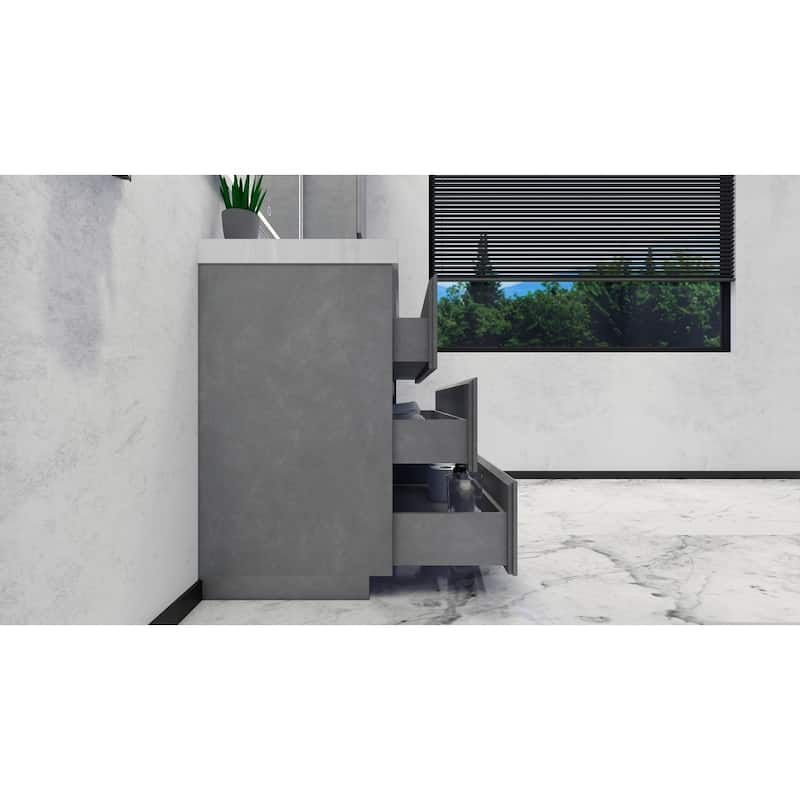 Angeles 42" freestanding bath vanity with single basin reinforced acrylic top
