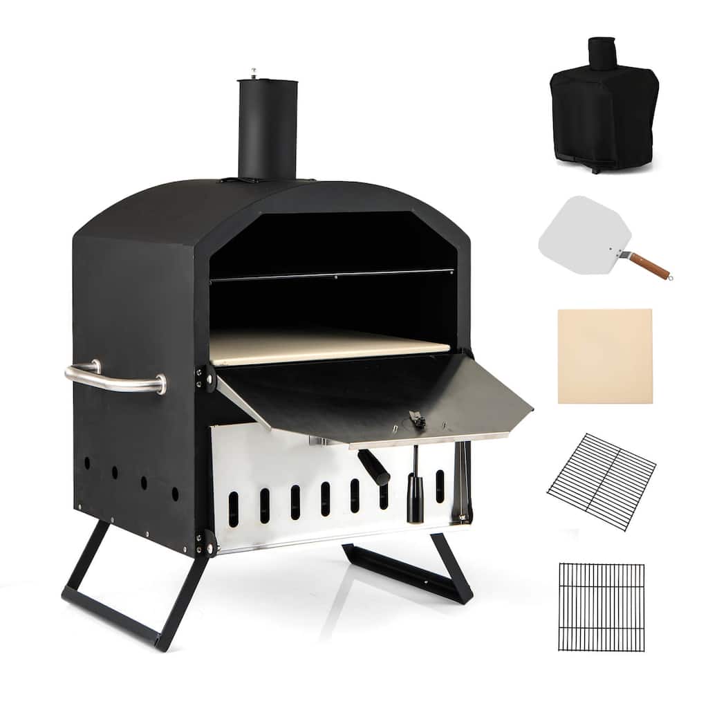 Costway 16" Outdoor Pizza Oven with Stone Peel & Grill Racks Folding - See Details