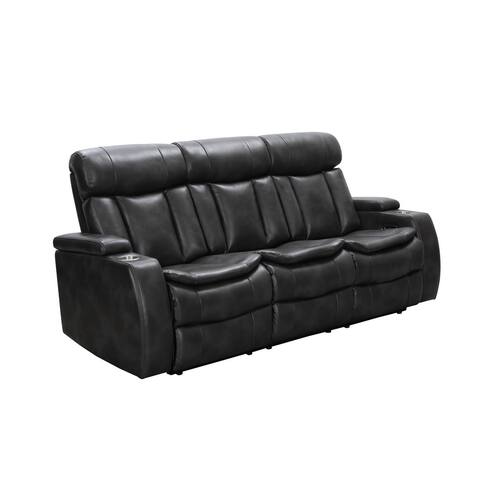 Abbyson Marlin Top Grain Leather Dual Power Reclining Sofa w/ Console
