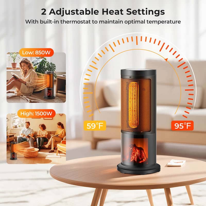 Costway 17-Inch Tower Space Heater for Indoor Use 1500W PTC Fireplace - See Details