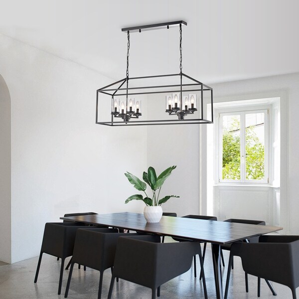 Thalia Modern Black Brushed Coffee 8-Light Chandelier for