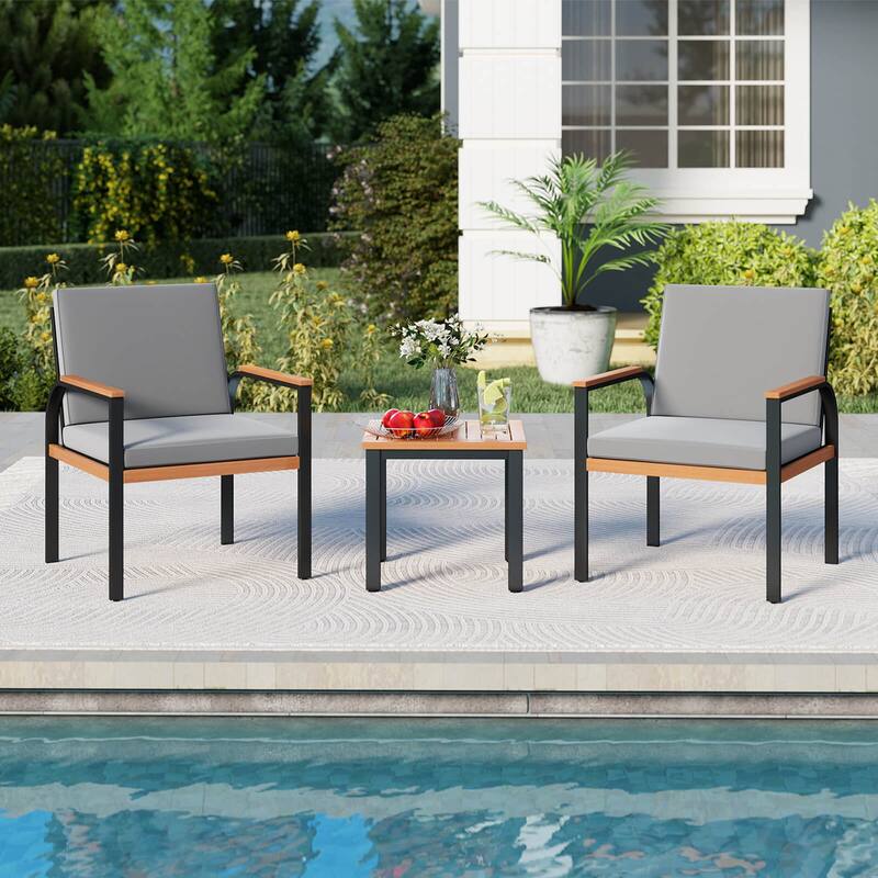 Costway 3 PCS Patio Furniture Set with Coffee Table Removable Cushions - See Details