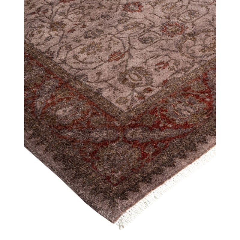 Overton Hand Knotted Wool Vintage Inspired Modern Contemporary Overdyed Beige Area Rug - 3' 1" x 4' 10"