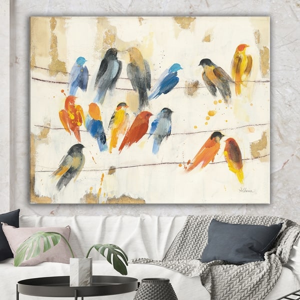 Designart Multicolor Bird Meeting Traditional Animal Premium Canvas Wall  Art - Multi-color - On Sale - Bed Bath & Beyond - 25705547