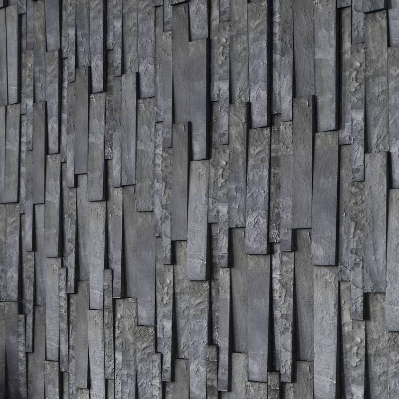 Linear Lines 6 in. x 12 in. Split Face Slate Wall Tile - Shadow Black - 4 in. x 6 in. tile sample