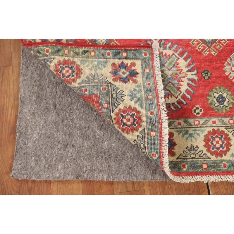 Traditional Kazak Accent Rug Hand-Knotted Red Wool Carpet - 2'7" x 4'0"