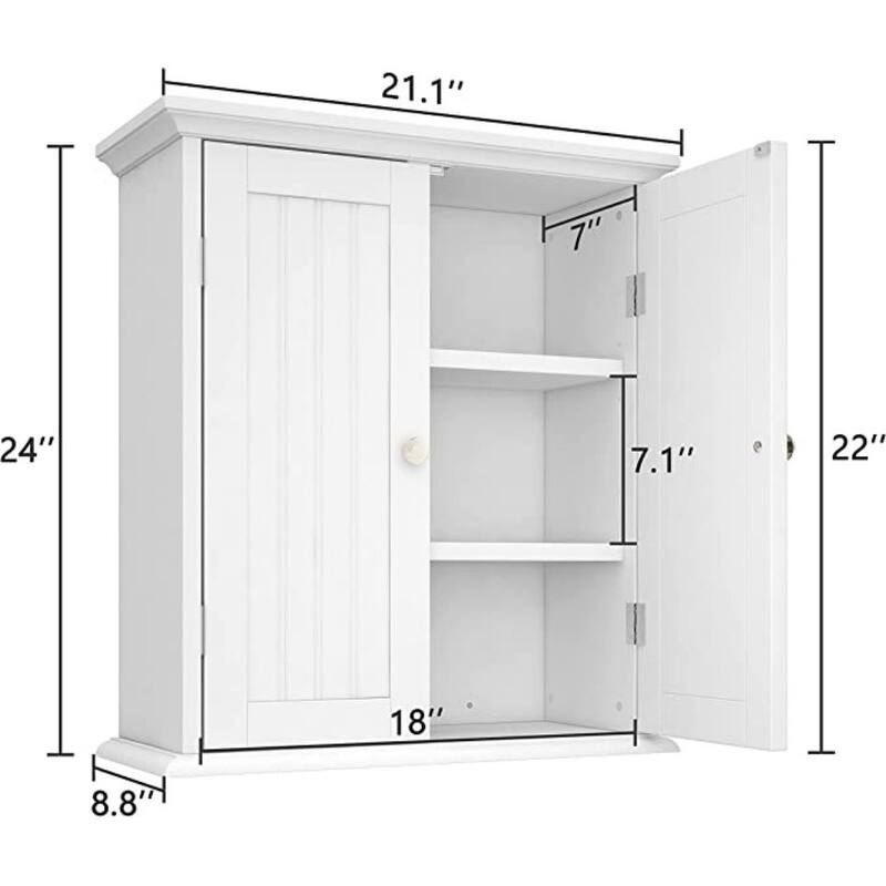 Bathroom Wall Cabinet with 2 Doors and Adjustable shelves