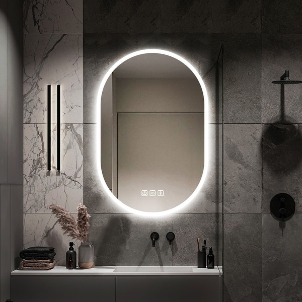 24in x 36in Frameless Led Lighted Bathroom Wall Mounted Mirror