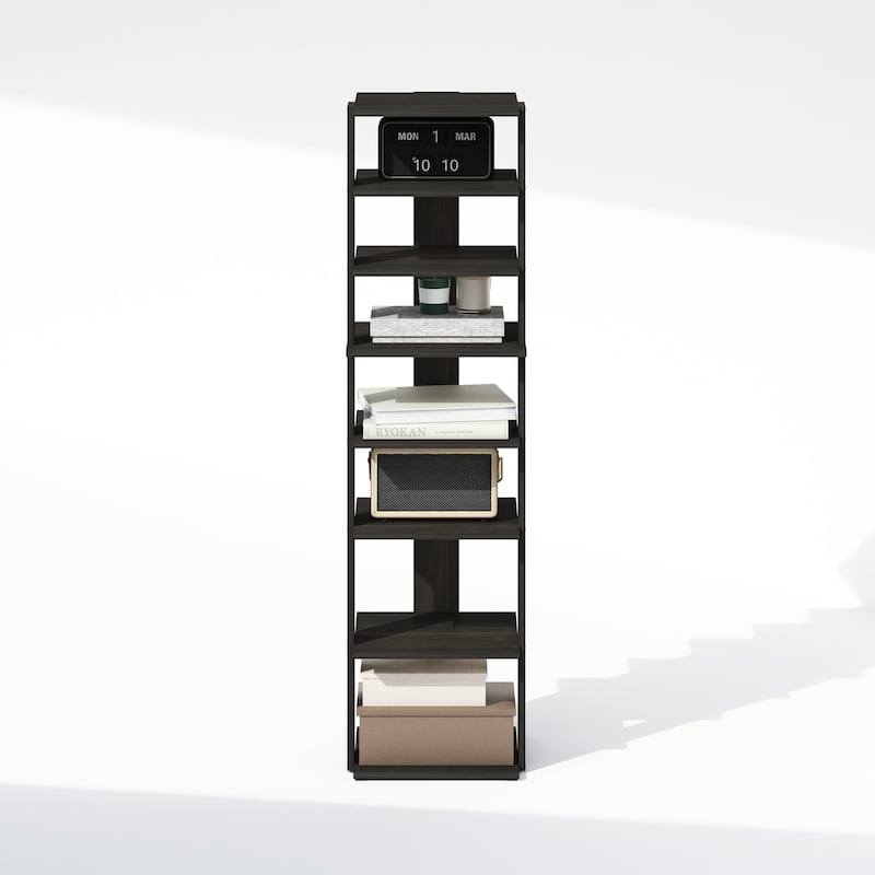 8 Tiers Wood Household Shelving Unit in Espresso (12.64 in. W x 46.77 in. H x 12.13 in. D) - 12.64