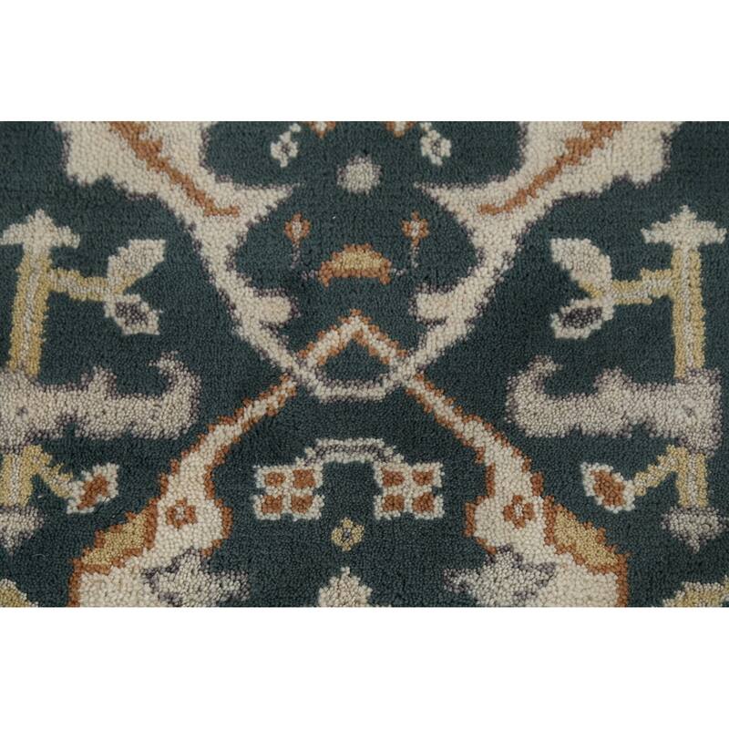Handamde Green Oushak Oriental Runner Rug Hand-Knotted Wool Carpet - 2'7"x 9'8"