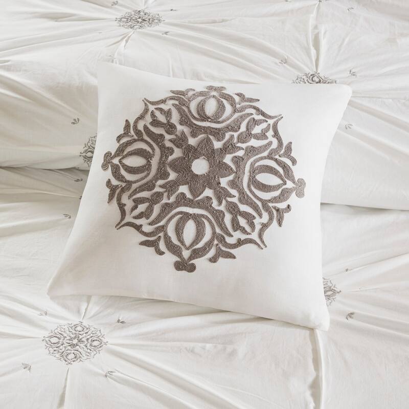 GDF Studio - Malia 6-Piece Embroidered Cotton Reversible Comforter Set
