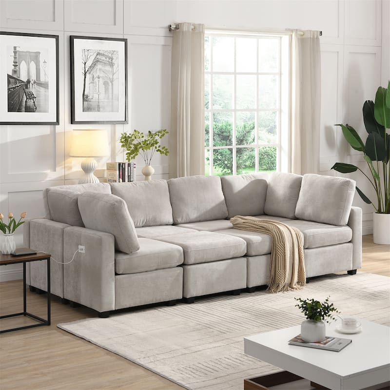 103" Sectional Sofa - Grey