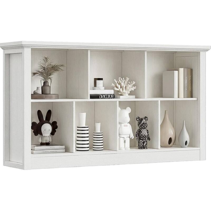 7/10 Cube Bookcase Organizer with Backpanel, 50" Wooden Storage Book Shelf for Living Room, Bedroom, Home Office, Kids Room